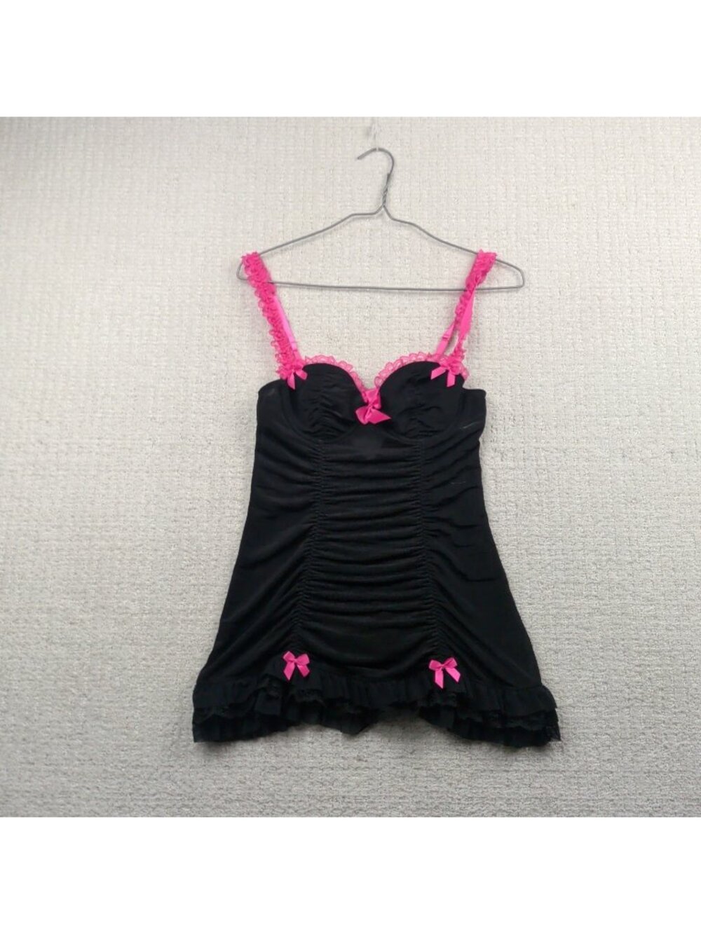 Vintage Y2K La Senza Black Cami Dress Sheer Babydoll Lingerie Sz S Coquette